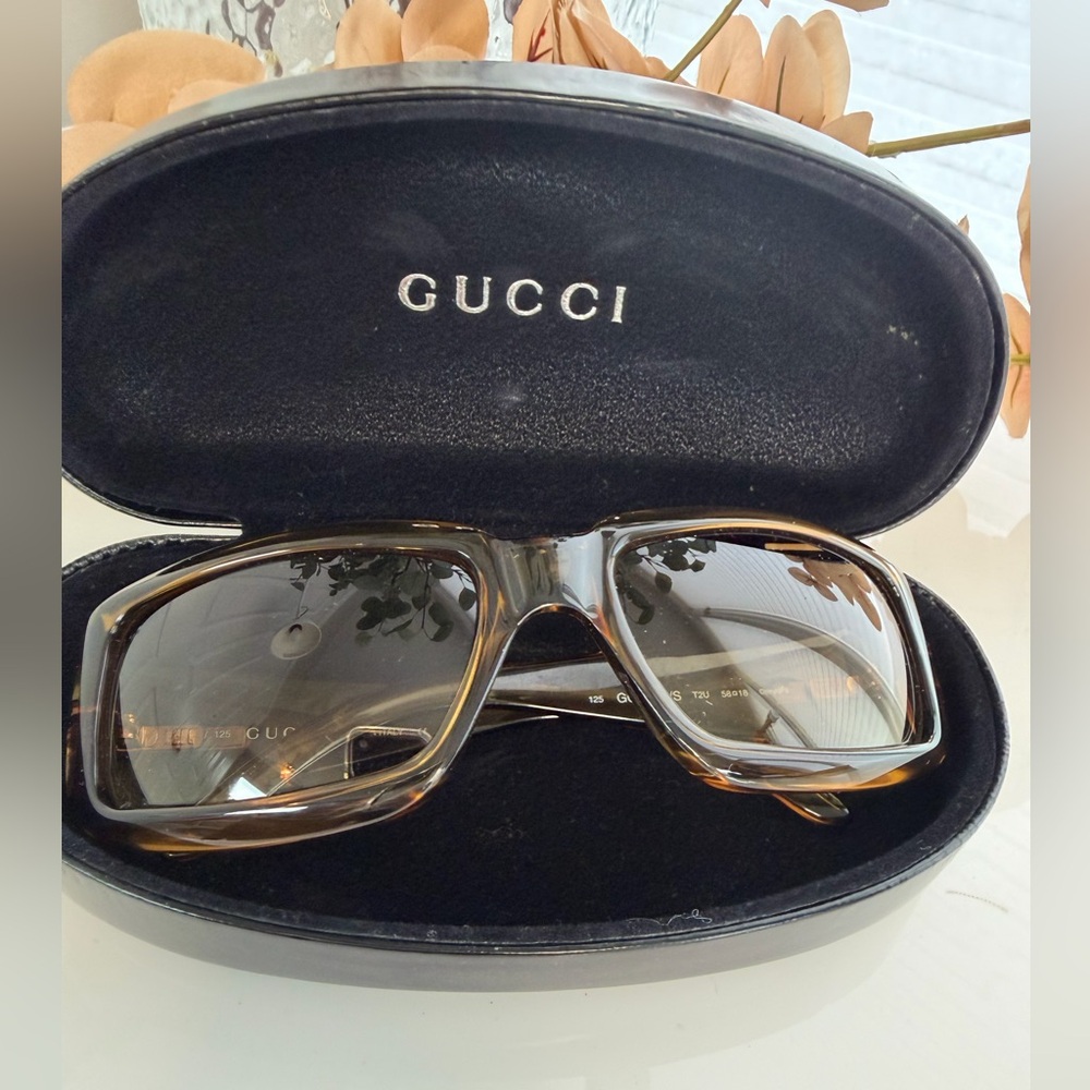 Vintage Gucci Translucent Olive Green Brown Sunglasses EUC - Picture 2 of 8